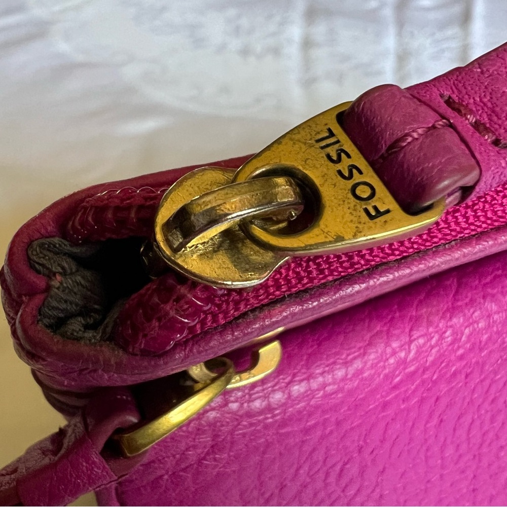 Fossil Erin flat pebble leather wallet fuchsia pink - Picture 5 of 16